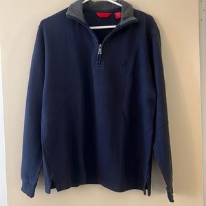 IZOD 100% cotton navy blue quarter zip sweater